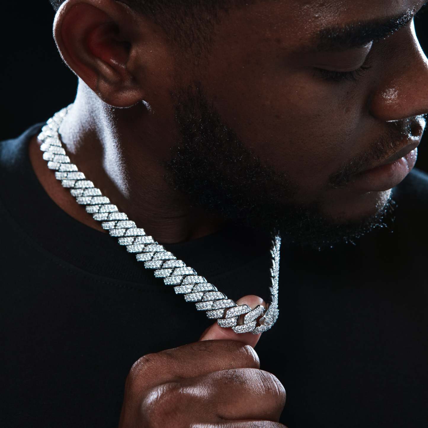 03style 8.5MM S925 VVS Synthetic Moissanite Hip Hop Iced Out Cuban Link Bracelet Necklace Chain