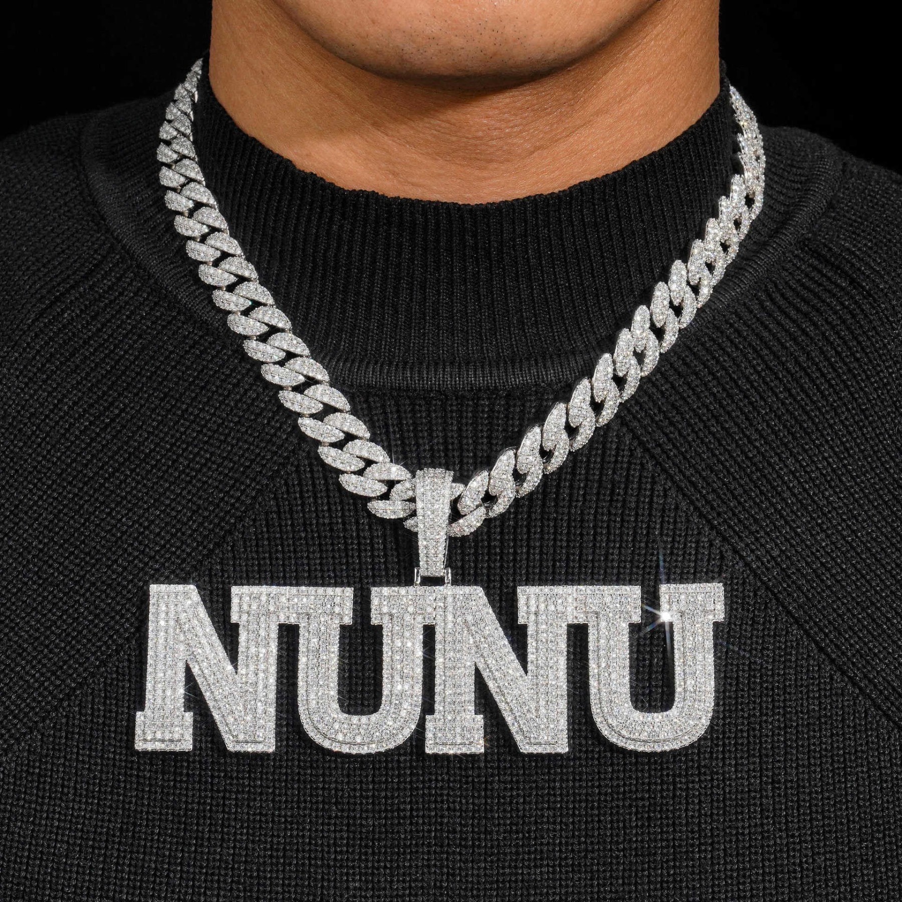 MOISSANITE MEDIUM SIZE ALPHBET LETTERS CHARM PENDANT