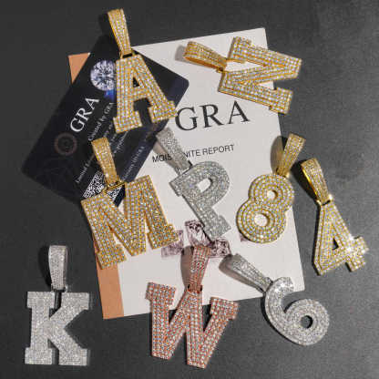 MOISSANITE MEDIUM SIZE ALPHBET LETTERS CHARM PENDANT