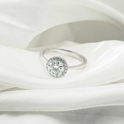 1ct Round Synthetic Moissanite Luxurious Bling Halo Ring In 925 Sterling Silver Engagement Anniversary Mother's Day Gifts