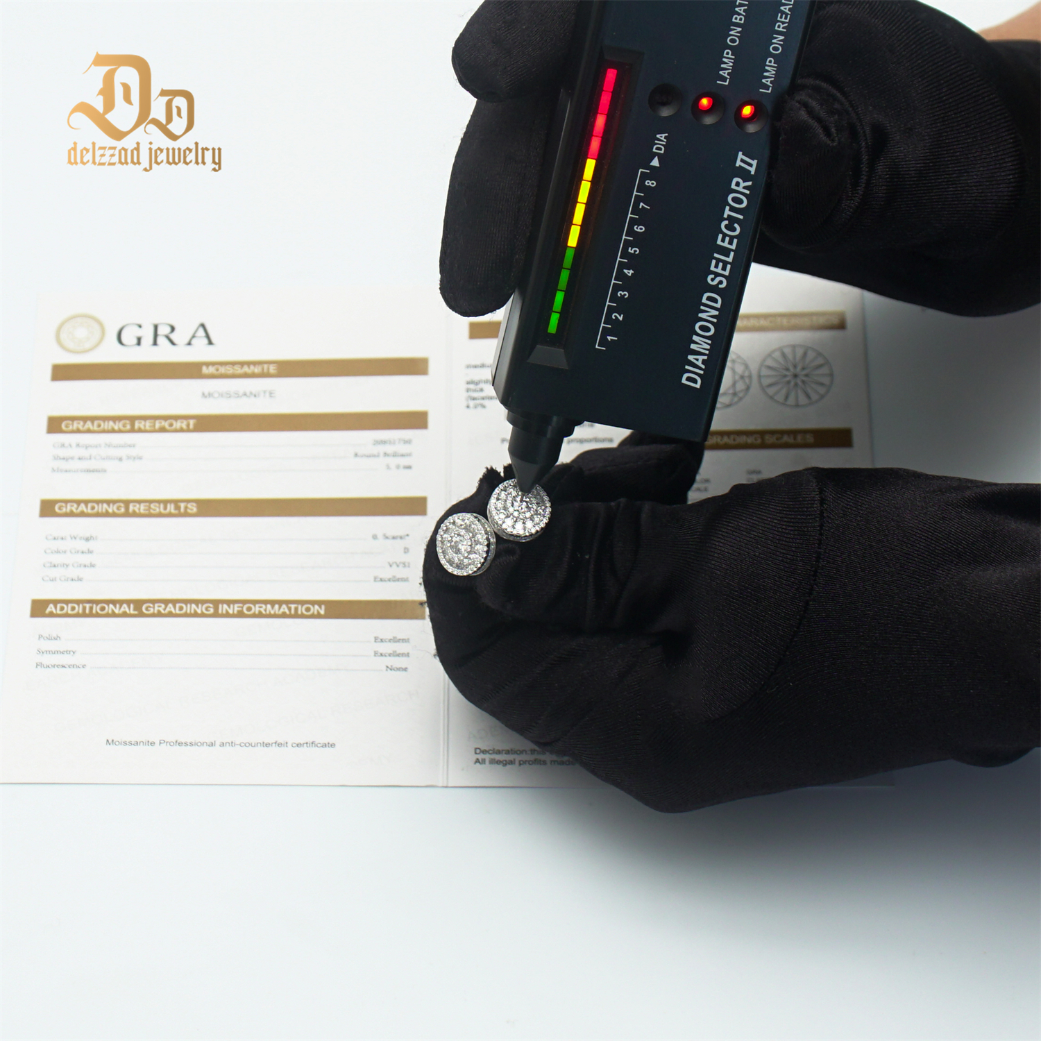 Delzzad S925 Round Synthetic Moissanite Hip Hop Bling Out Circular Stud Earrings Birthday Anniversary Valentine's Day Gifts for Men Women