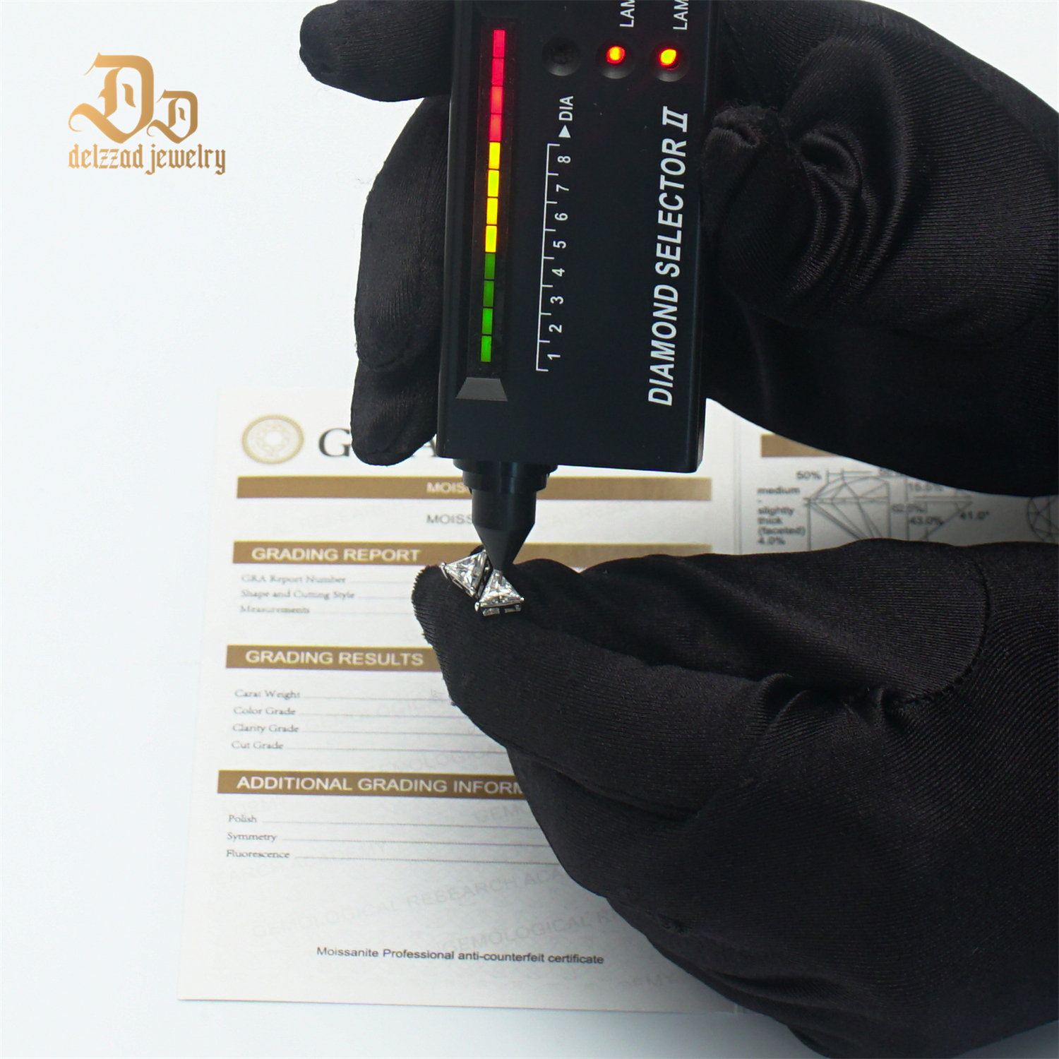 Delzzad S925 Triangle Cut Synthetic Moissanite Solitaire Stud Earrings Birthday Anniversary Valentine's Day Gifts