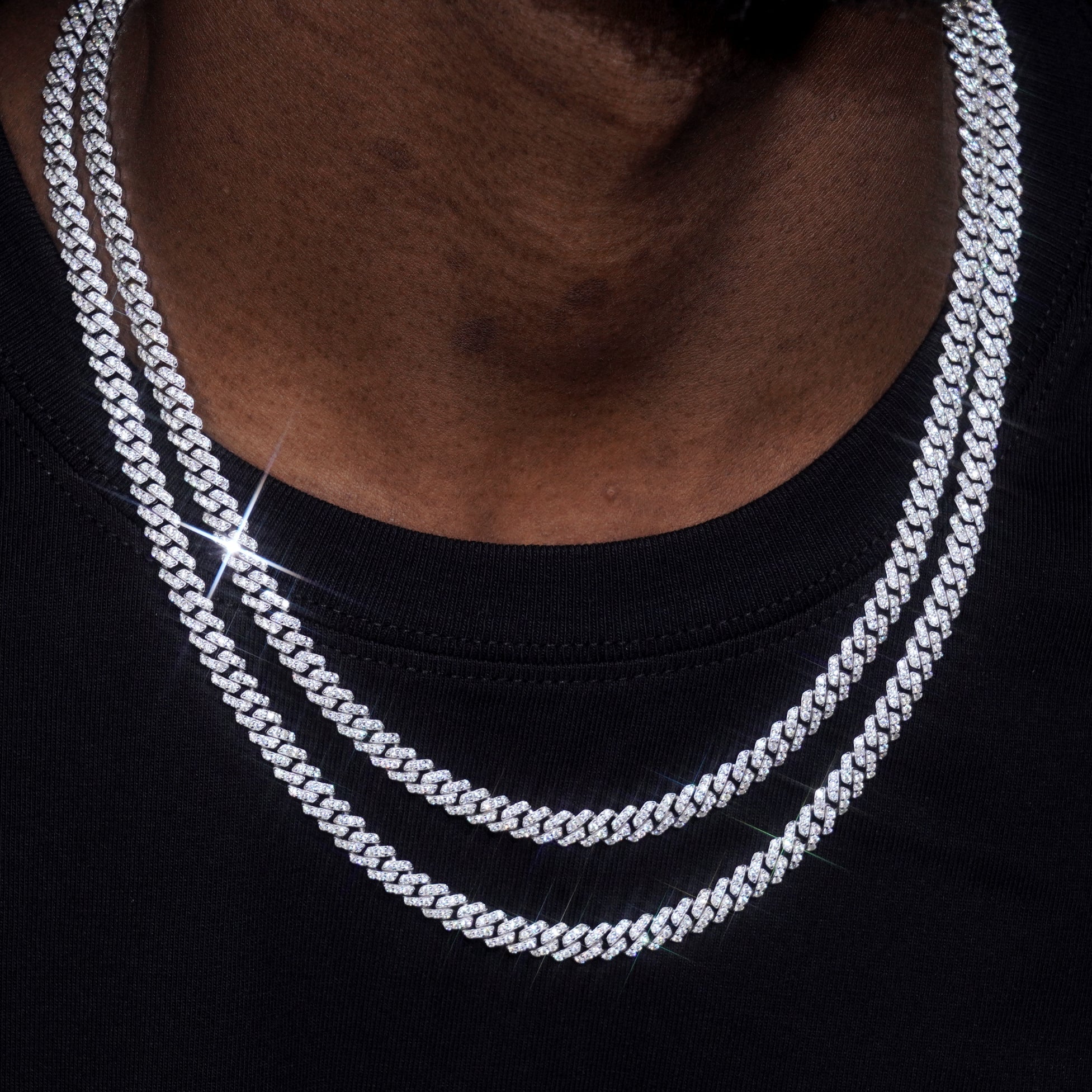 925S & VVS Moissanite 6.5MM Prong Cuban Link Chain