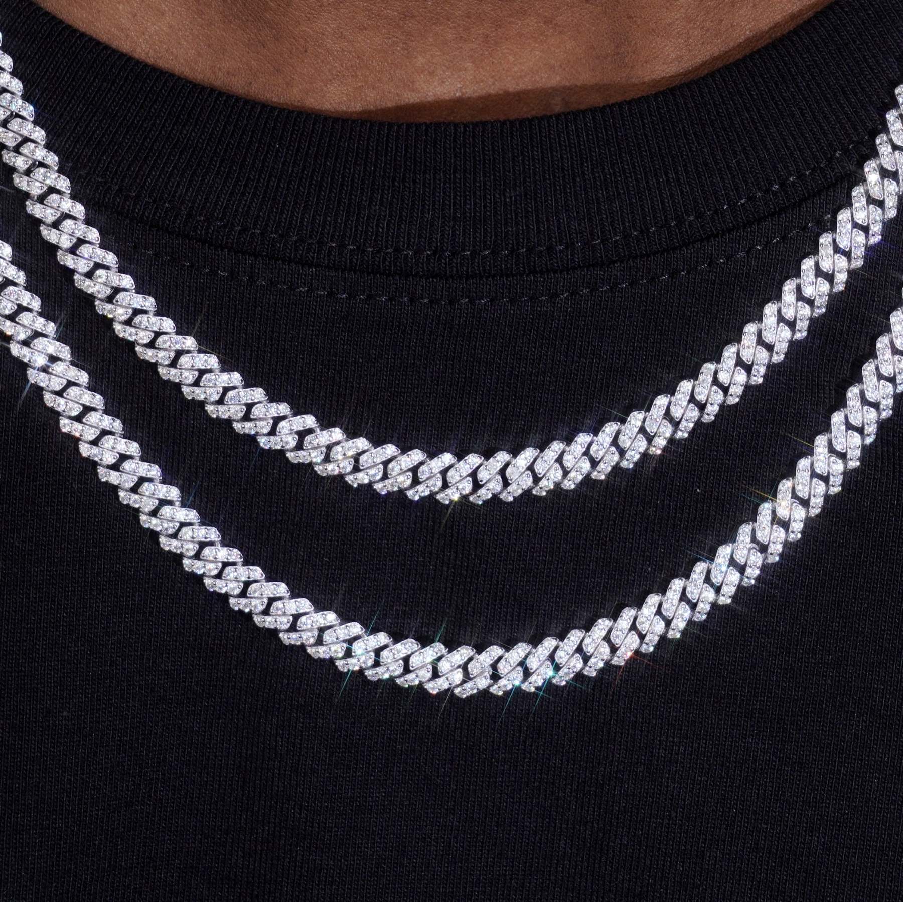 925S & VVS Moissanite 6.5MM Prong Cuban Link Chain