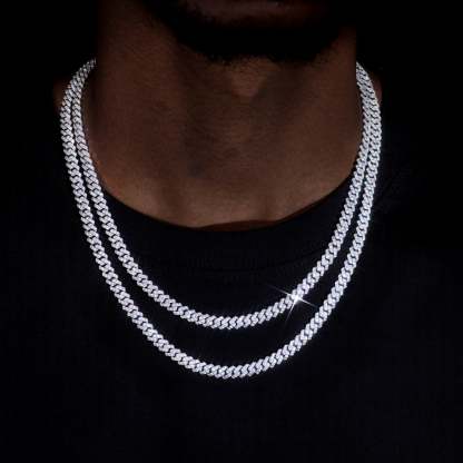 925S & VVS Moissanite 6.5MM Prong Cuban Link Chain