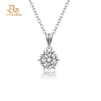 Delzzad S925 Synthetic Moissanite Diverse Sparkling Charm Necklace Pendant Valentine's Day Lover Gifts for Women