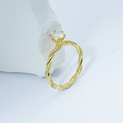 1ct Rope Ring Round Synthetic Moissanite Ring In 925 Sterling Silver Gifts for Men Women