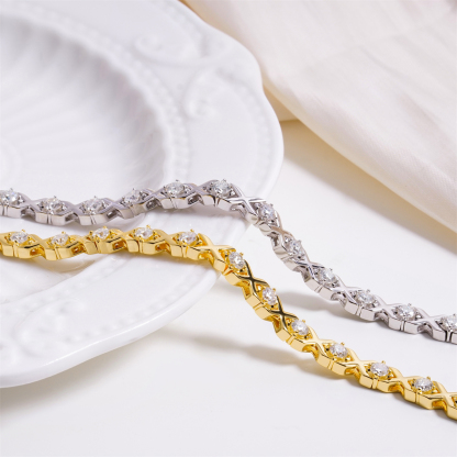 XOXO Infinite Bracelet Eternal Hugs Tennis Bracelet VVS Synthetic Moissanite Copper Chain