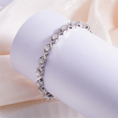 XOXO Infinite Bracelet Eternal Hugs Tennis Bracelet VVS Synthetic Moissanite Copper Chain