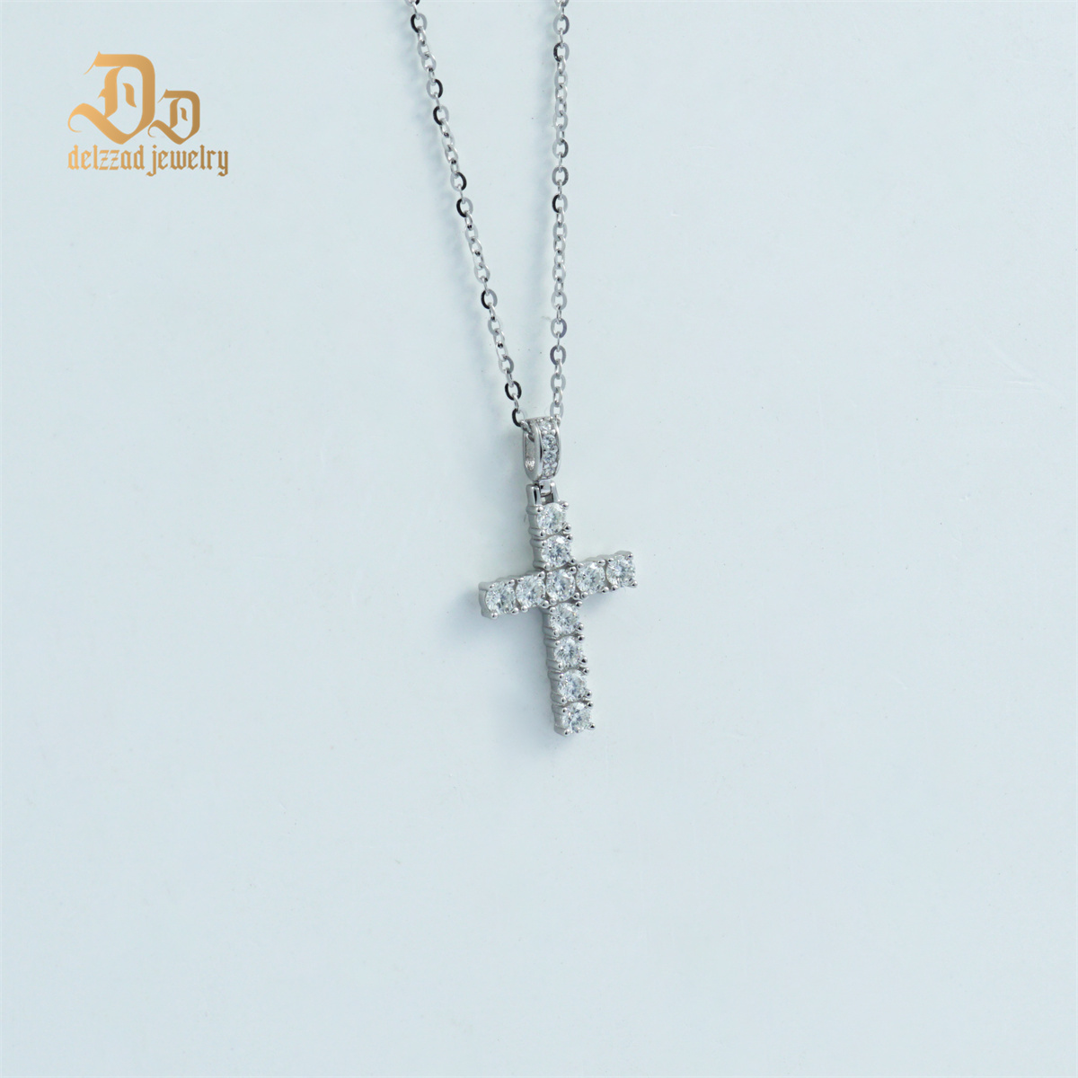 Delzzad S925 Synthetic Moissanite Cross Necklace 18inches