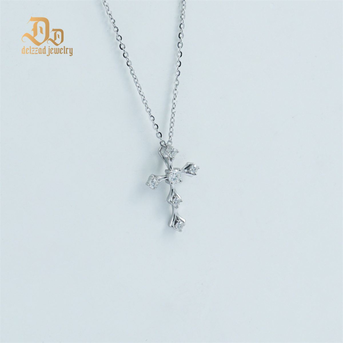 Delzzad S925 Synthetic Moissanite Cross Necklace 18inches