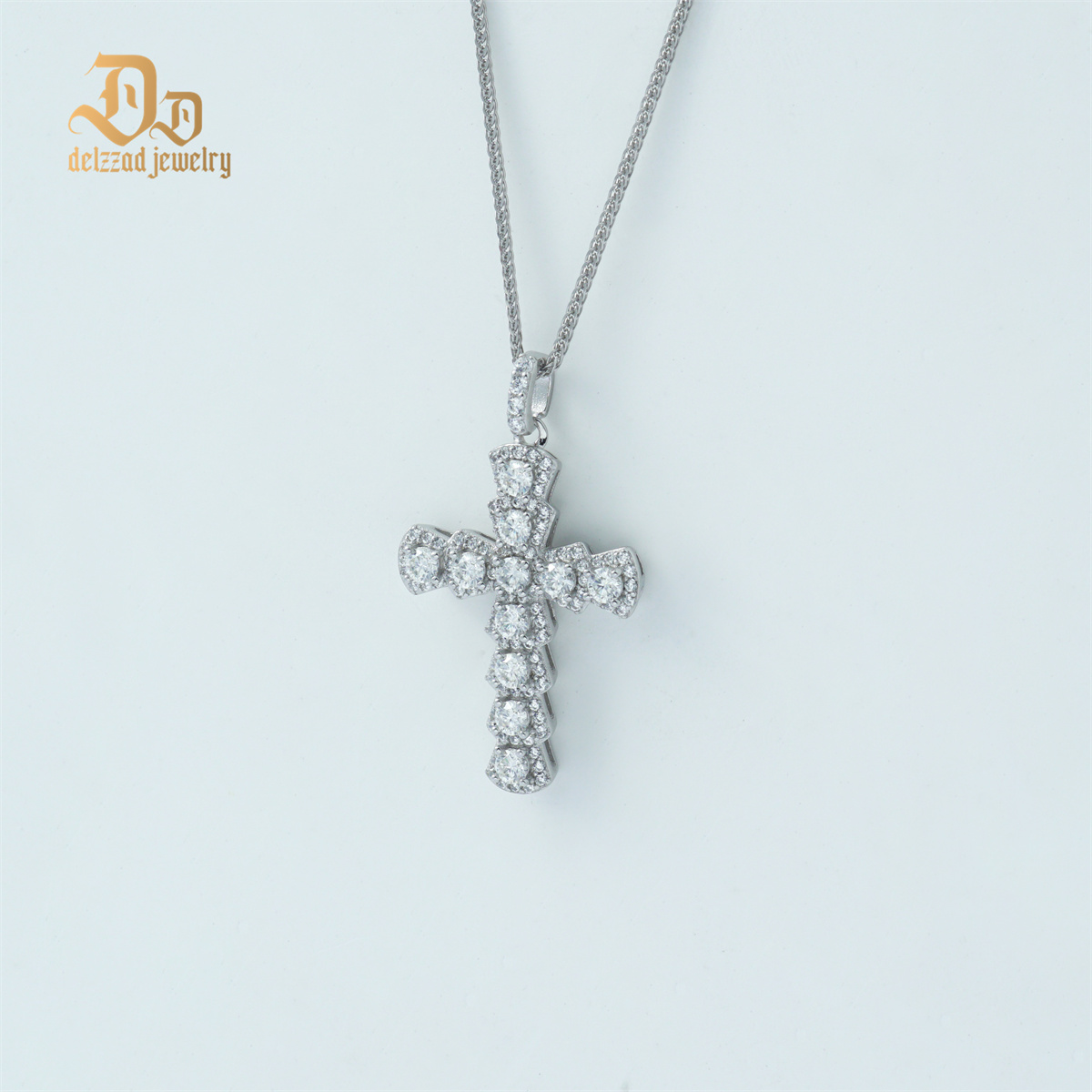 Delzzad S925 Synthetic Moissanite Cross Necklace 18inches