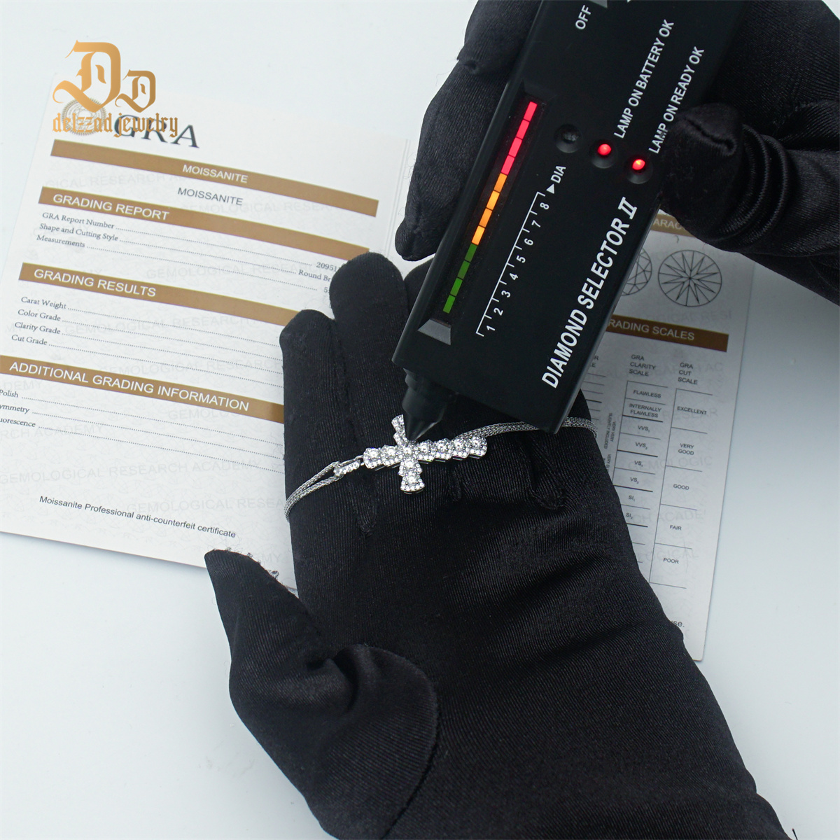 Delzzad S925 Synthetic Moissanite Cross Necklace 18inches