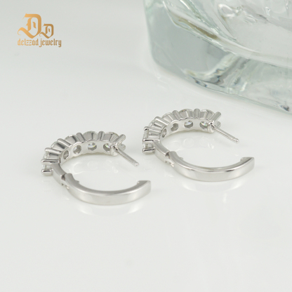 Delzzad S925 Synthetic Moissanite Hip Hop Twinkling Clip on Hoop Earrings St Valentine's Day Gifts for Men Women