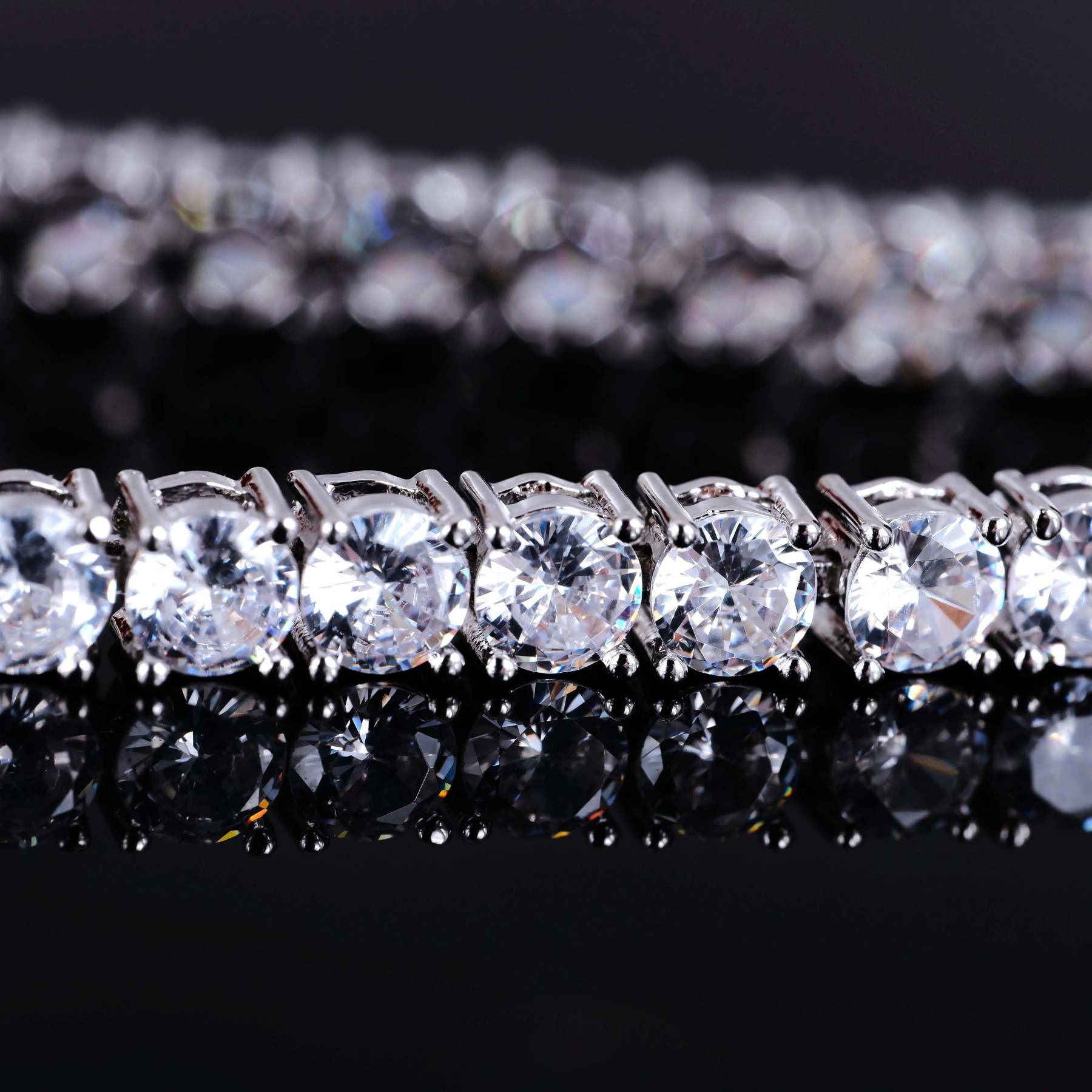 Two-tone 4mm Iced Yellow Gold-Plated CZ Cuban Link Bracelet