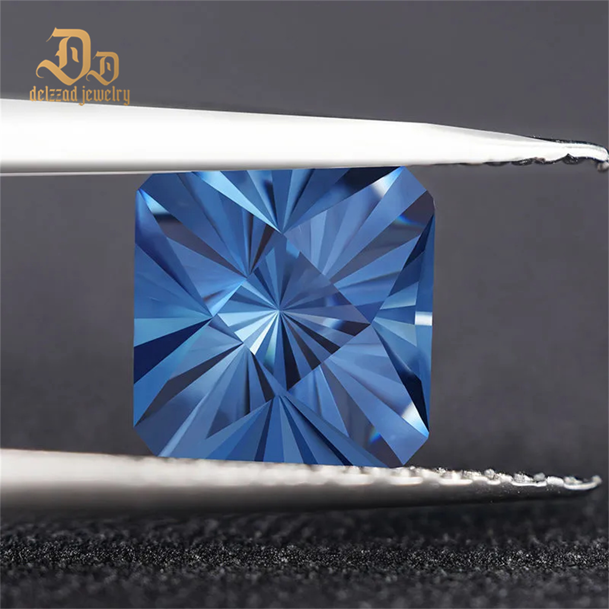 Special Spellbound Cut Square Shape VVS 6mm 1 Carat Vivid Blue Loose Moissanite Stone