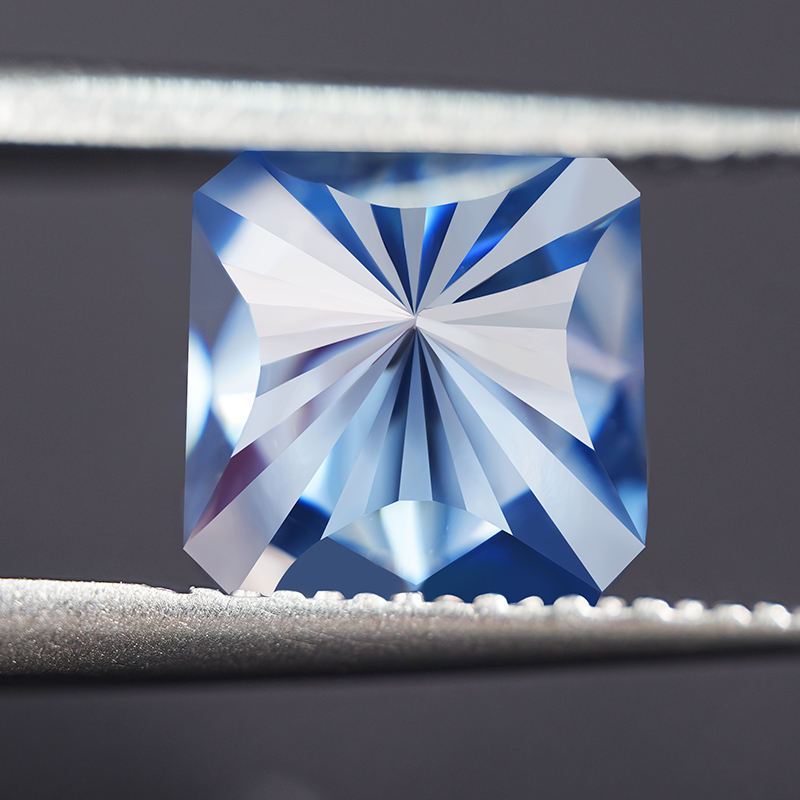Special Spellbound Cut Square Shape VVS 6mm 1 Carat Vivid Blue Loose Moissanite Stone