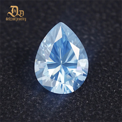 Blue Moissanite Gemstone Lab Grown Round and Oval Shape Synthetic Moissanite Loose Pear Shape Stone