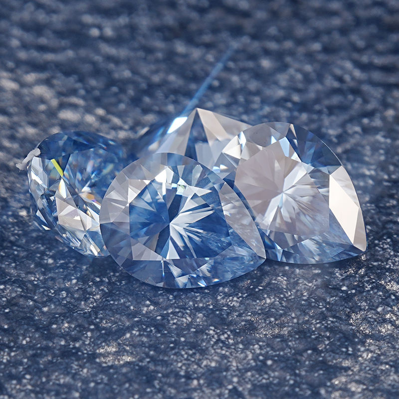 Custom Size Blue Moissanite Gemstone Lab Grown Round and Oval Shape Synthetic Moissanite Loose Pear Shape Stone
