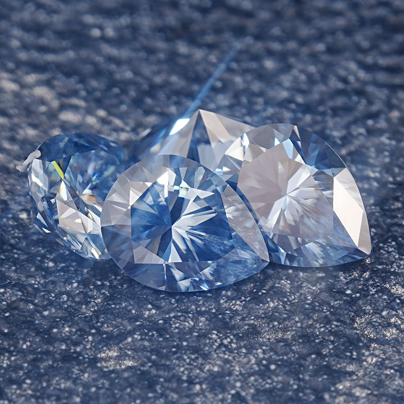 Custom Size Blue Moissanite Gemstone Lab Grown Round and Oval Shape Synthetic Moissanite Loose Pear Shape Stone