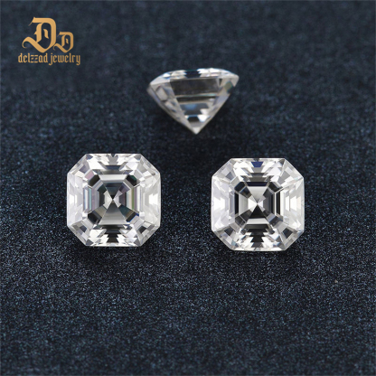 Custom 6mm 1Ct VVS White Asscher Moissanite D Color Lab Created Loose Gemstone Moissanite Diamond