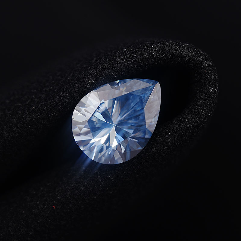 Custom Size Blue Moissanite Gemstone Lab Grown Round and Oval Shape Synthetic Moissanite Loose Pear Shape Stone