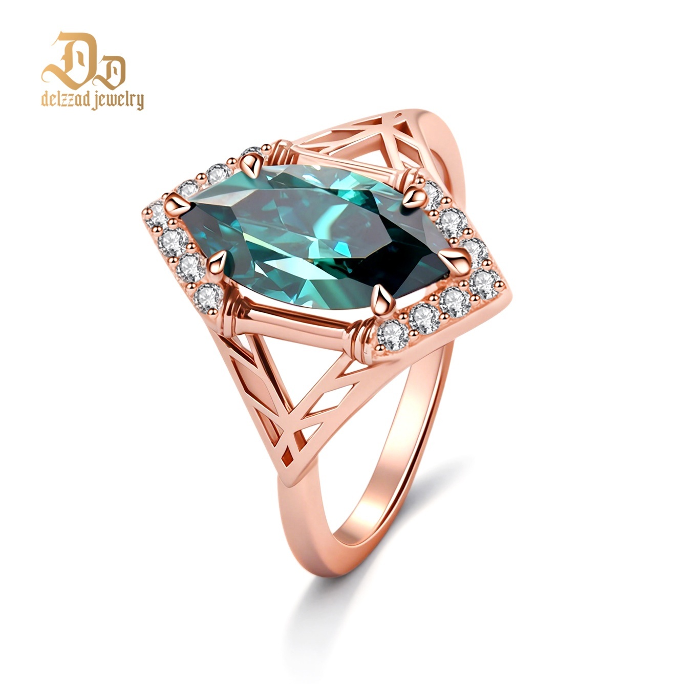 2ct Sparkle Halo Ring Marquise Cut  Green Bliss Ring Engagement Ring Synthetic Moissanite S925 Ring Band