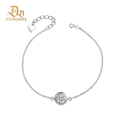 1ct Adjustable Bubble Bracelet Round Synthetic Moissanite S925 Sterling Silver Bracelet Chain Jewelry Birthday Engagement Wedding Anniversary Perfect Gifts