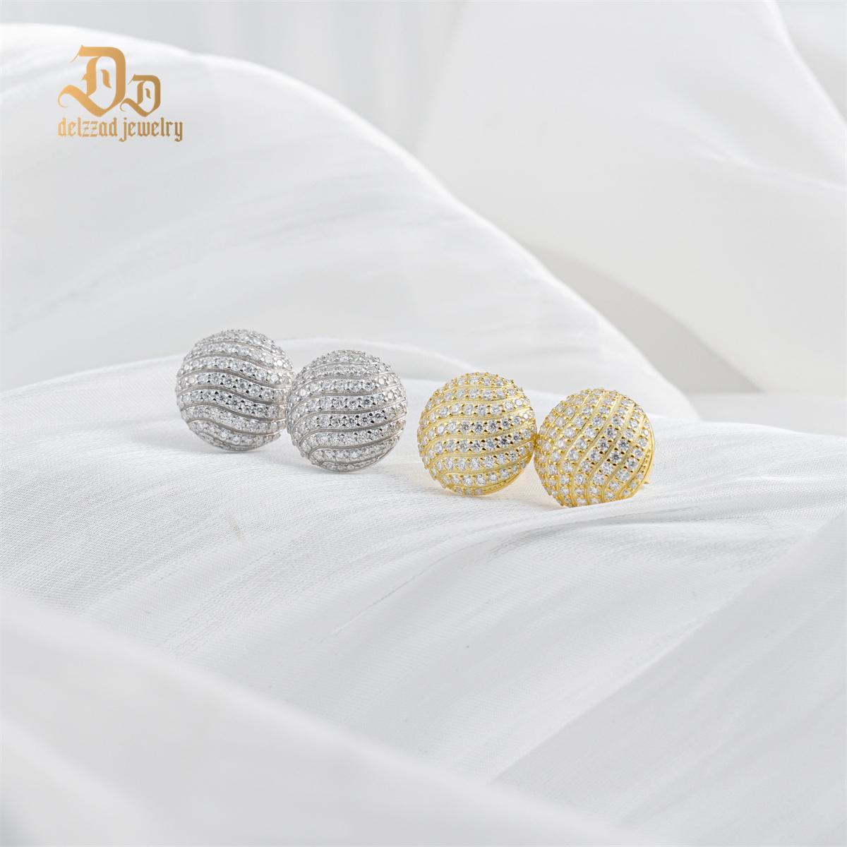 D Color Synthetic Moissanite 1.1ct Round Bling Undular Dome-Shaped Earrings