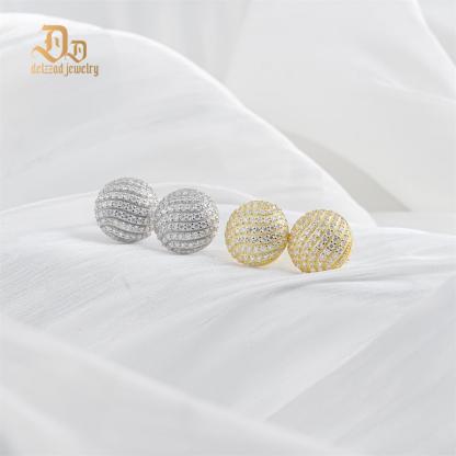 D Color Synthetic Moissanite 1.1ct Round Bling Undular Dome-Shaped Earrings