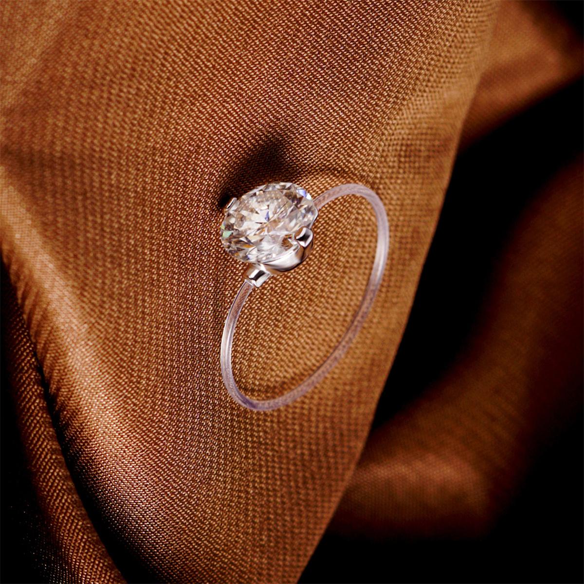 ??New Invisible Ring??Delzzad 1-2ct Creative Floating Invisible Ring Luxury Transparent Mermaid Tear Ring Solitaire Prong Clear Thread Ring Band D Color VVS Synthetic Moissanite S925 Ring Jewelry Perfect Birthday Dating Engagement Wedding Anniversary Gift