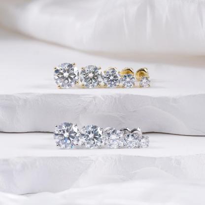 Solitaire Four Prong Earrings Screw Back Stud D-Color Moissanite & S925