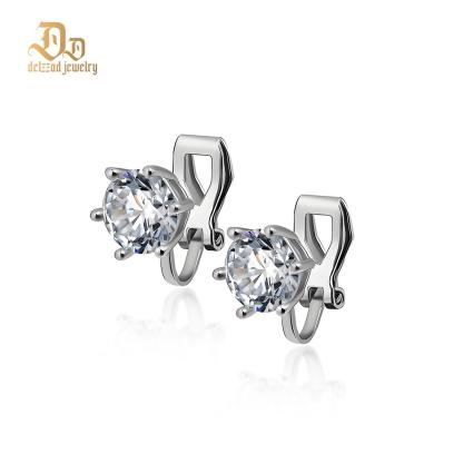 Prong Solitaire Clip-On Earrings S925 VVS Synthetic Moissanite Stud