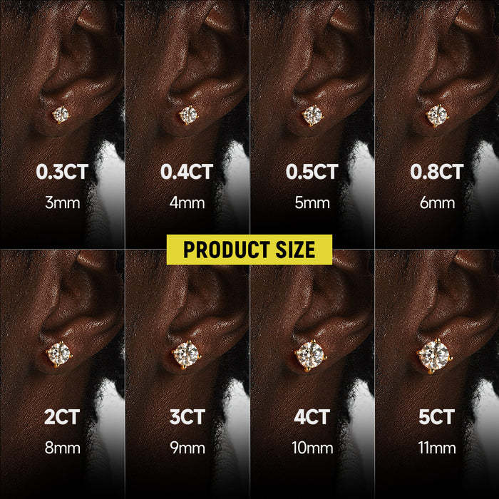 925S & VVS MOISSANITE SOLITAIRE STUD EARRINGS