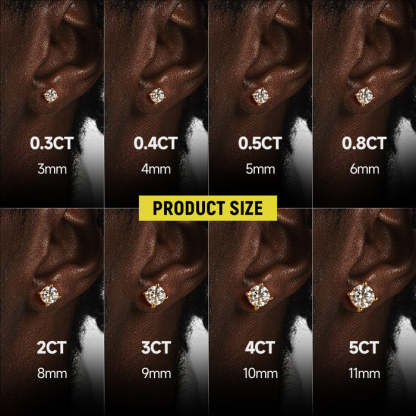 925S & VVS MOISSANITE SOLITAIRE STUD EARRINGS