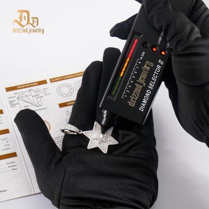 S925 D Color Synthetic Moissanite Unisex 2.2ct Round Trapezoid Cut Hexagram Necklace