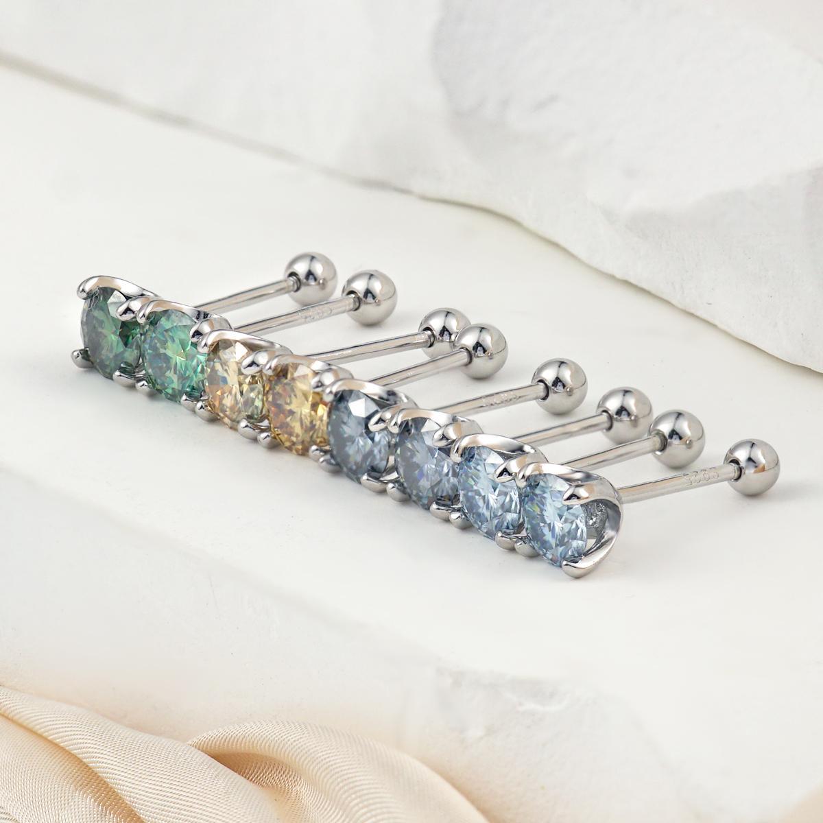 Delzzad S925 0.5ct Synthetic Moissanite Exquisite Hip Hop Solitaire Four-Prong Stud Earrings Anniversary Birthday Valentine's Day Gifts For Men Women