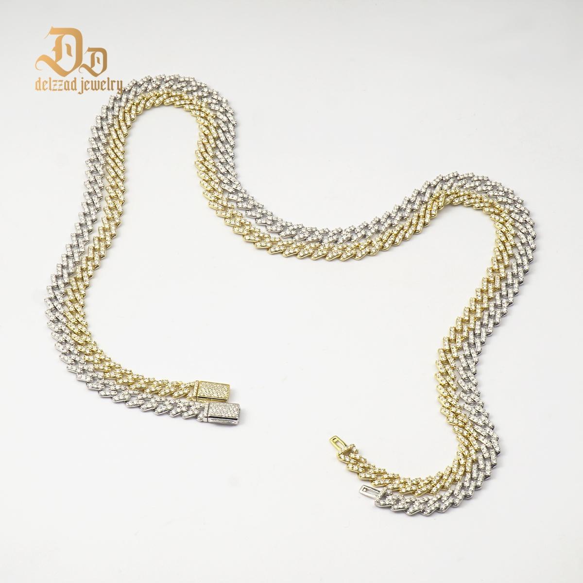Delzzad 6.8MM Hip Hop Iced Out Cuban Link Bracelet Necklace VVS D Color Synthetic Moissanite S925 Unisex Cuban Chain Perfect for Any Occasion & Everyday Wear Birthday Anniversary Gifts