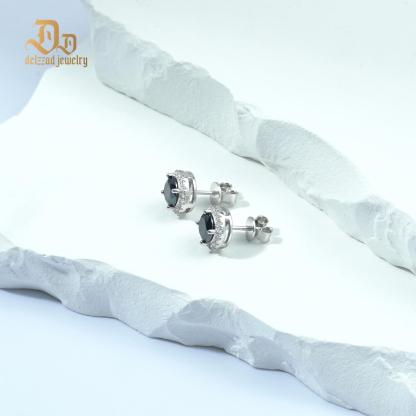 Delzzad S925 D Color Halo VVS Black Synthetic Moissanite Stud Earrings For Men Women Valentine's Day Gift
