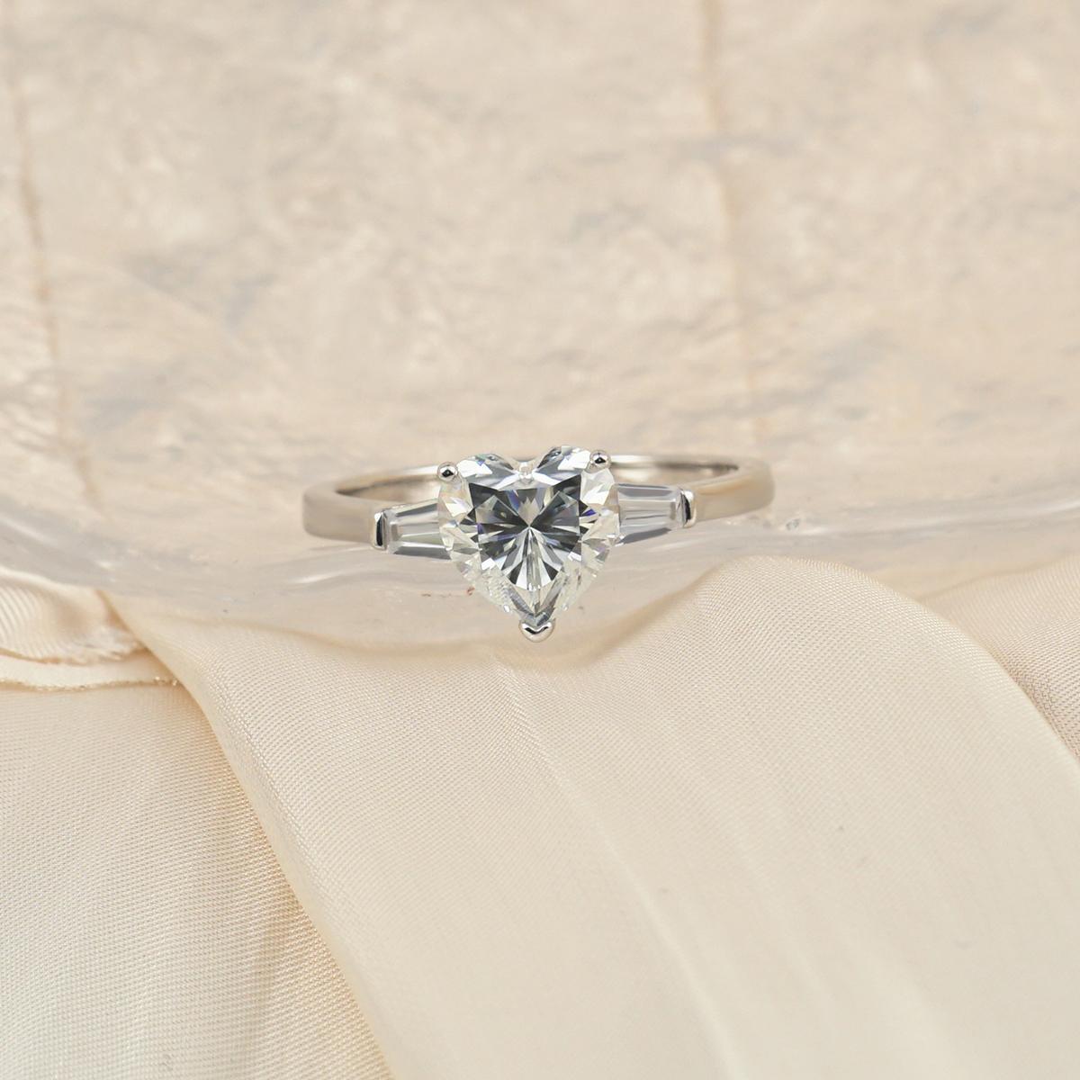 Delzzad S925 2ct Heart Synthetic Moissanite Engagement Ring