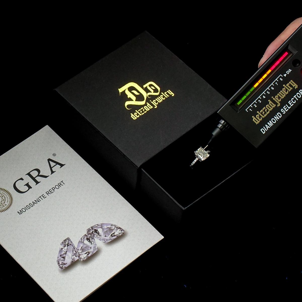 Delzzad 3ct Octagon Synthetic Moissanite Solitaire Ring In 925 Sterling Silver