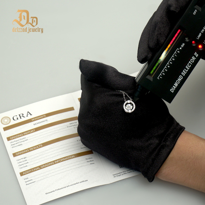 Delzzad S925 1ct Round Synthetic Moissanite Flickering Halo Pendant Necklace Birthday Valentine's Day Gifts