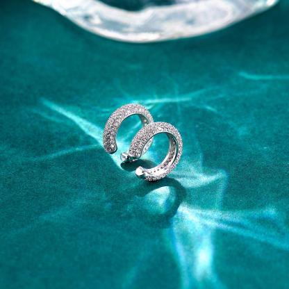 Sparkling Round Huggies Ear Cuffs S925 Synthetic Moissanite Unisex Earrings