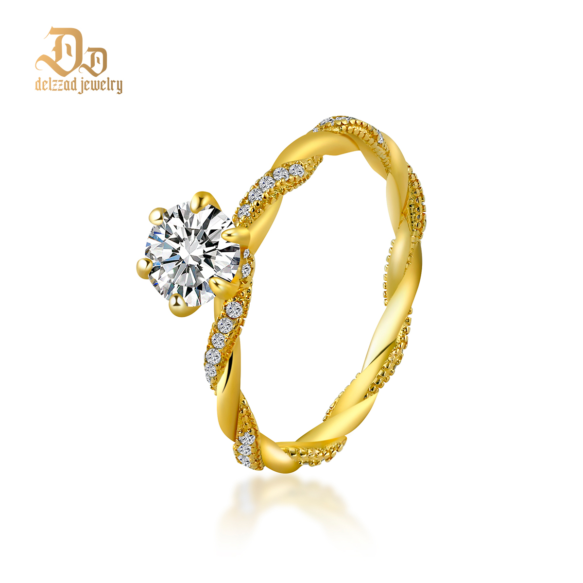 Delzzad 1ct Round Synthetic Moissanite Rope Ring In 925 Sterling Silver St Valentine's Day Gifts for Men Women