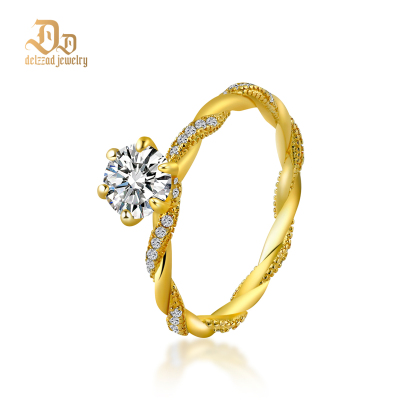 Delzzad 1ct Round Synthetic Moissanite Rope Ring In 925 Sterling Silver St Valentine's Day Gifts for Men Women