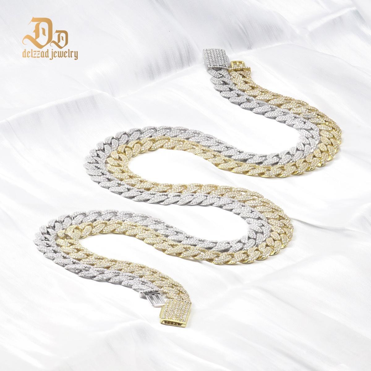 Delzzad Hip Hop Bling Cuban Bracelet Necklace Chain VVS Synthetic Moissanite S925 Unisex Cuban Chain Perfect for Any Occasion & Everyday Wear Birthday Anniversary Gifts