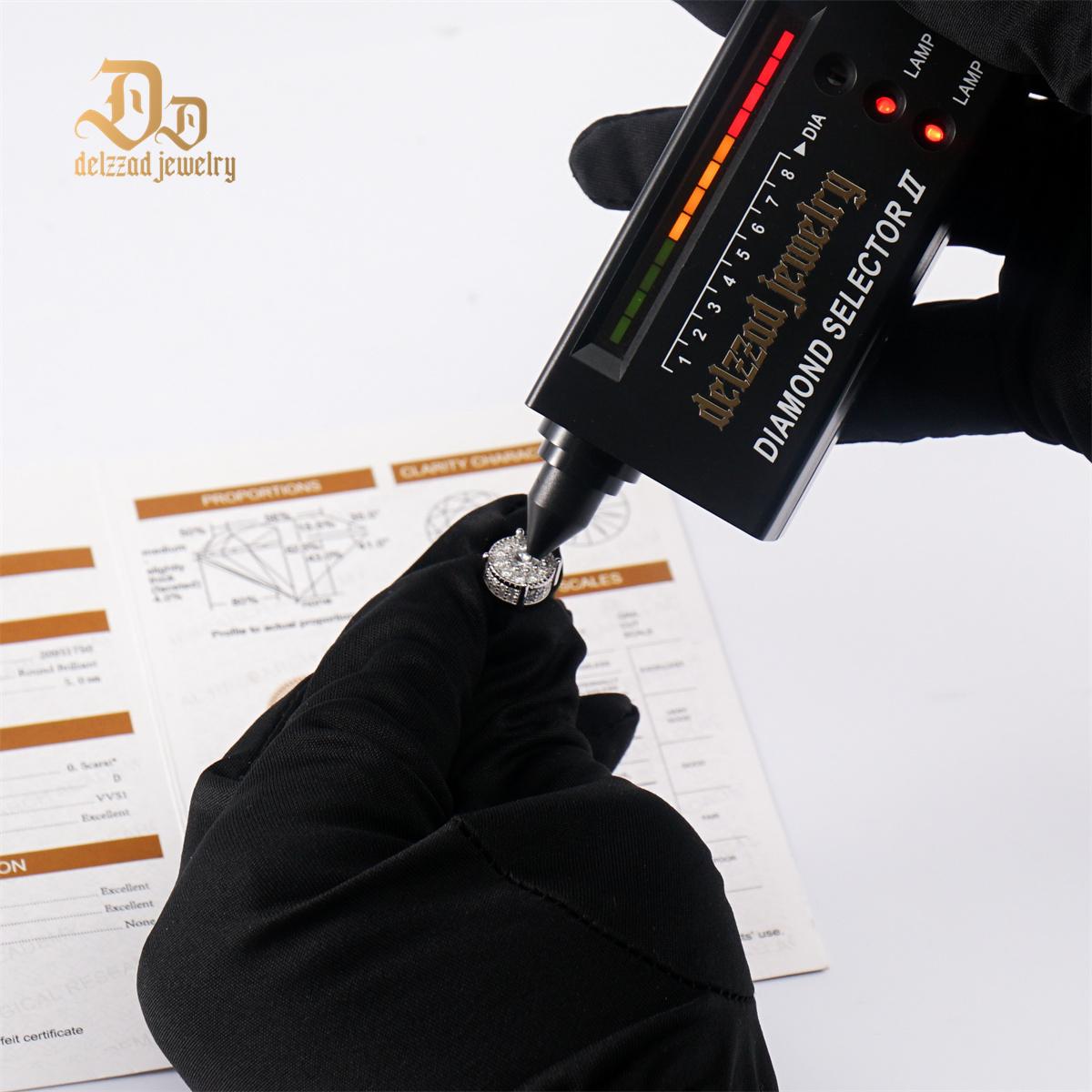 S925 VVS Synthetic Moissanite Royal Halo Iced Out Earrings Stud Unisex Earrings