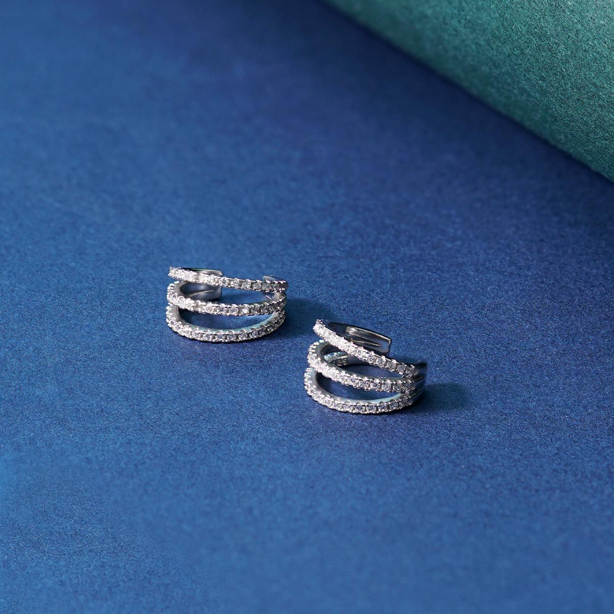 Three-Layered Ear Cuffs S925 VVS Synthetic Moissanite Unisex Earrings