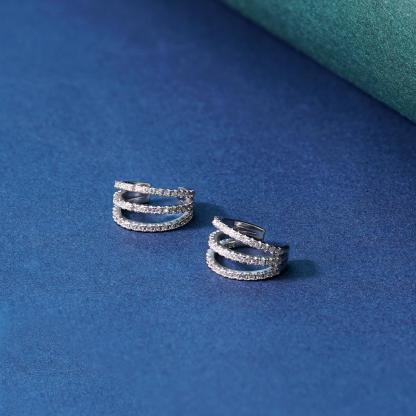 Three-Layered Ear Cuffs S925 VVS Synthetic Moissanite Unisex Earrings