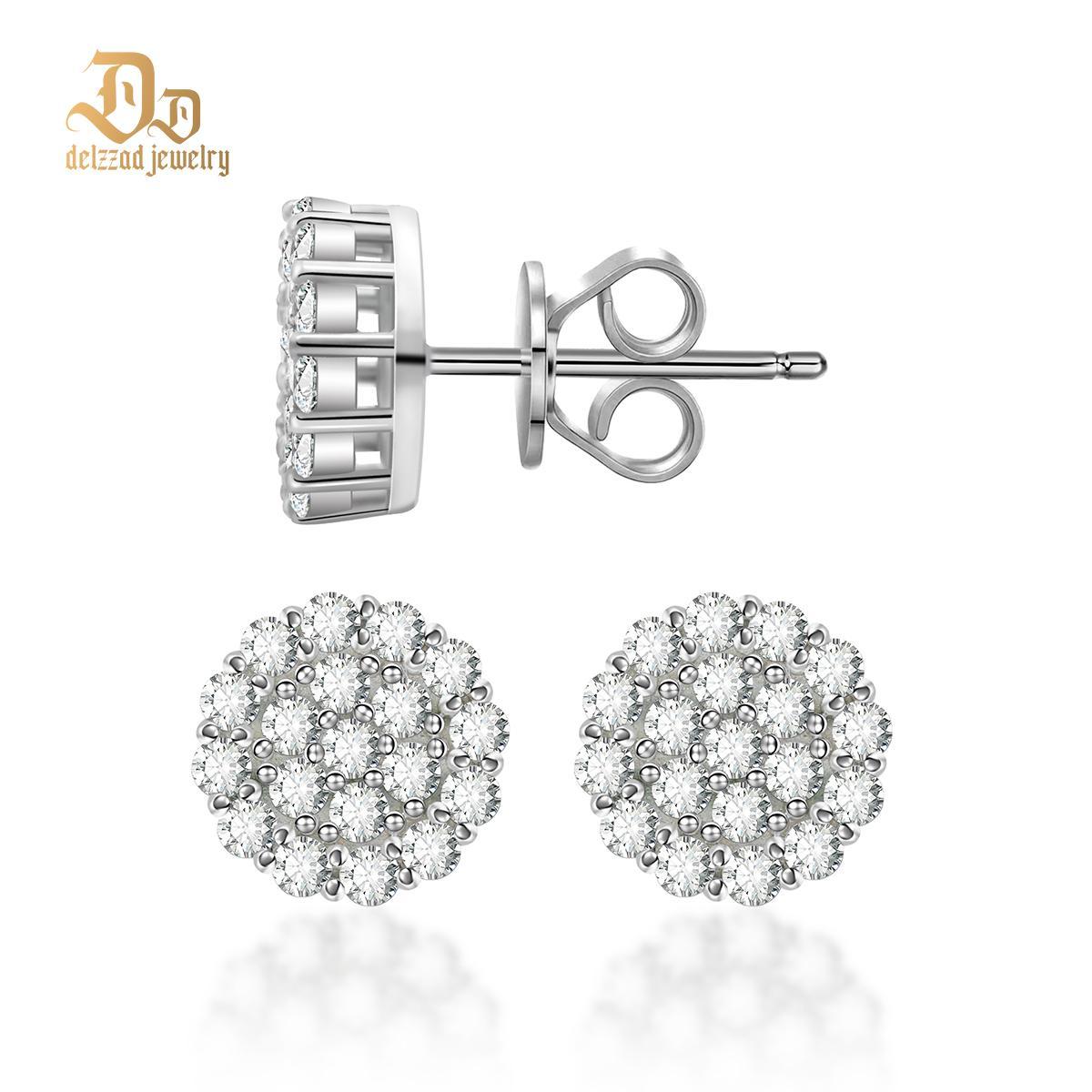 Iced Round Synthetic Moissanite Stud Earrings For Men Women Gift